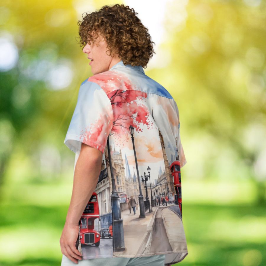 London England Watercolor All Over Print Hawaiian Shirt product image (7)