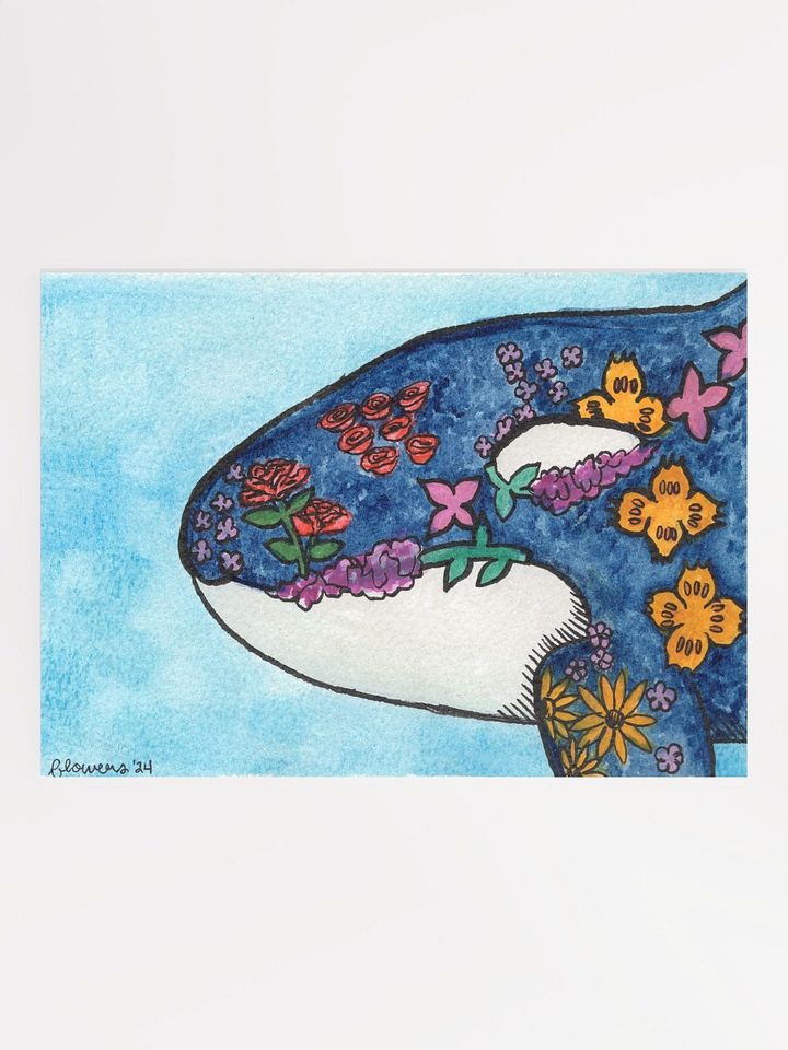 floral orca 03 - watercolour on paper - print product image (1)