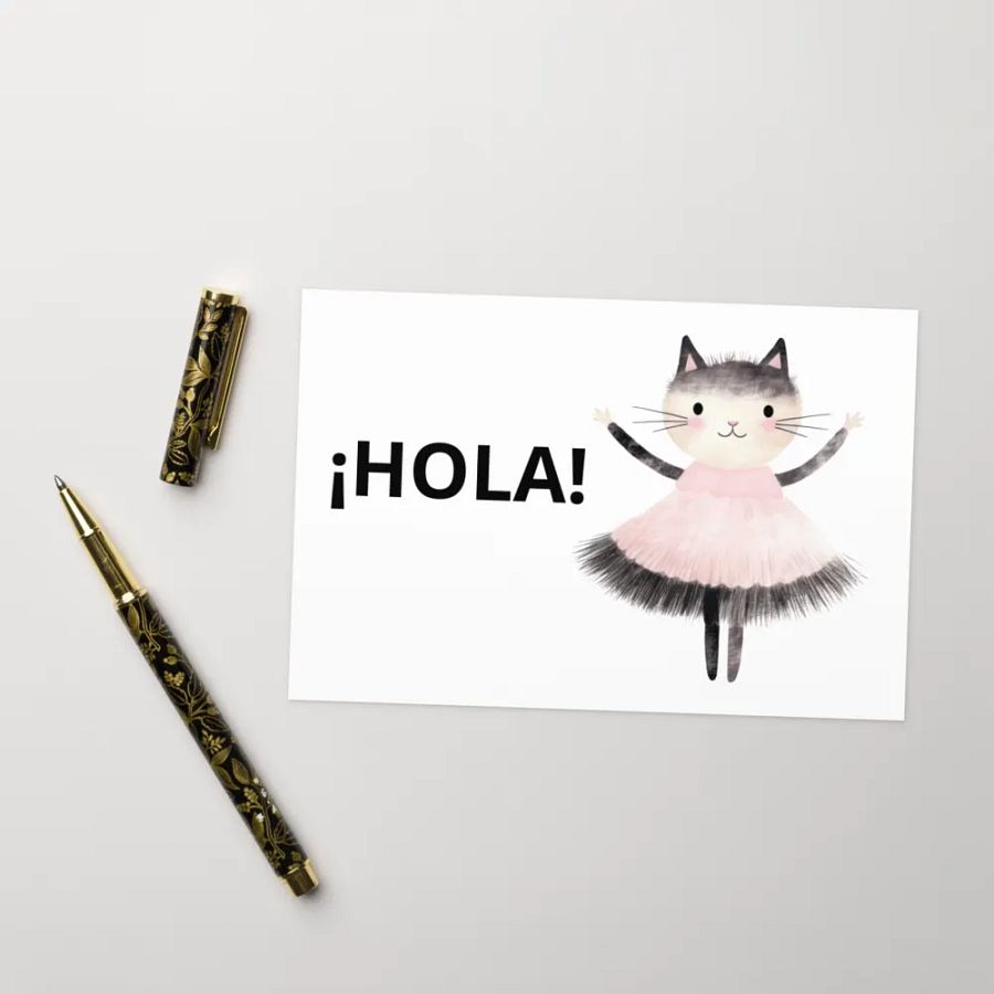 Hola! Pretty in Pink Kitty Greeting Card product image (11)