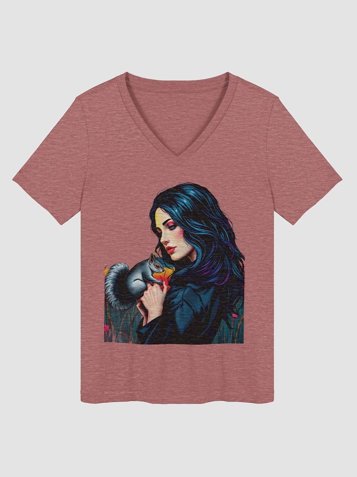 A girl and her short tailed squirrel. Sophisticated Comfort V-Neck Tee product image (1)