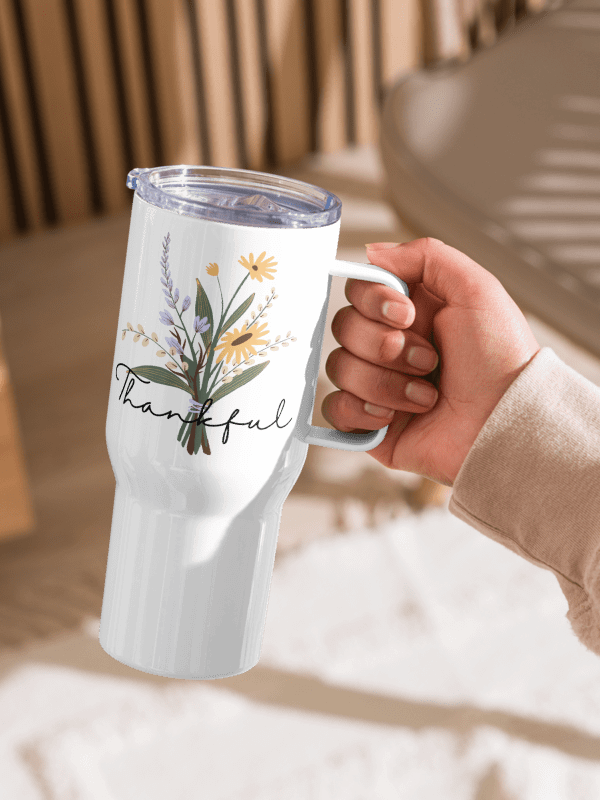 Thankful Bouquet Travel Mug – Insulated Tumbler for Coffee & Tea Lovers product image (7)