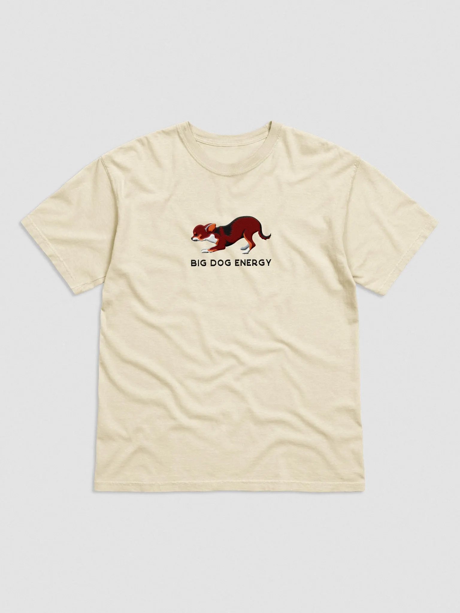Big Dog Energy T-Shirt(Embroidered) of a Chihuahua(Chocolate Tricolor) product image (4)