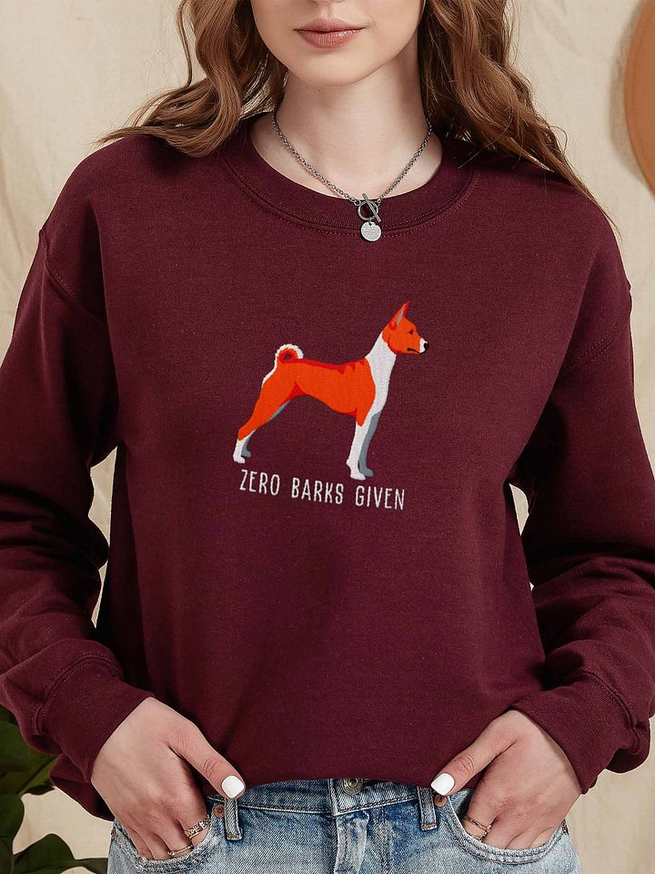 Zero Barks Given Sweatshirt (Embroidered) of a Basenji product image (2)