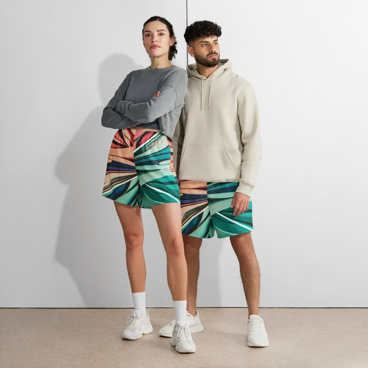 Abstract Geometric Athletic Long Shorts in Vibrant Colors (2XS-6XL) product image (2)