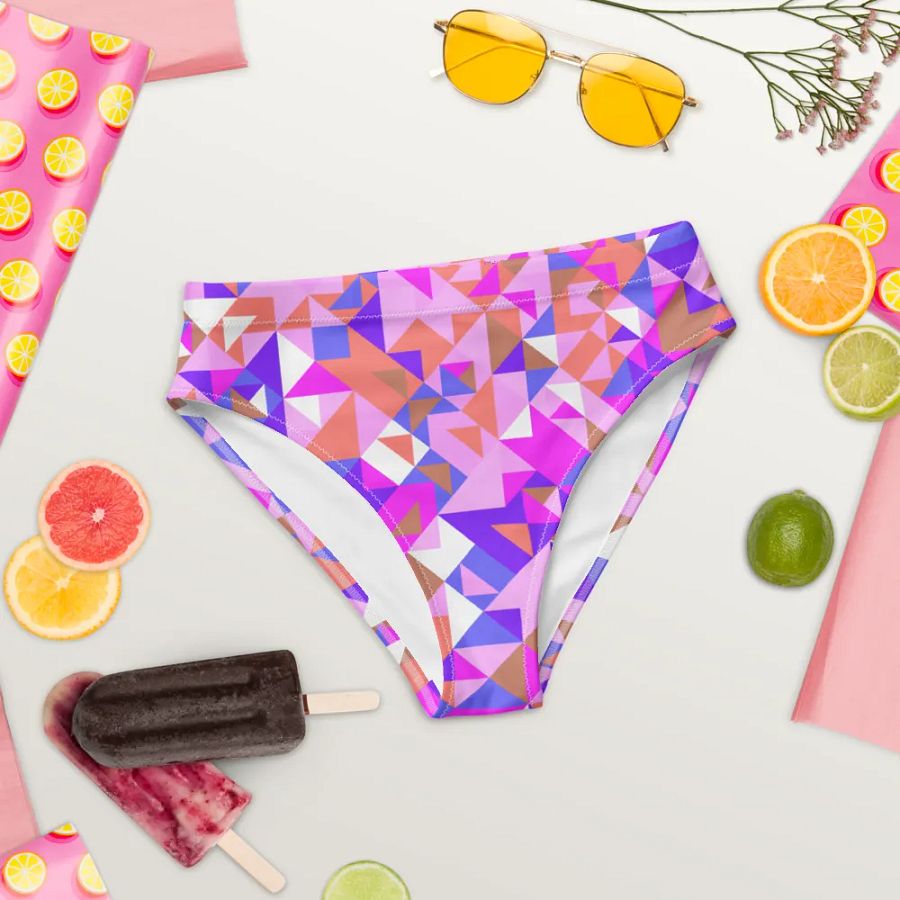 Colorful vector Pattern Design High Waisted Bikini Bottom - v1 product image (8)