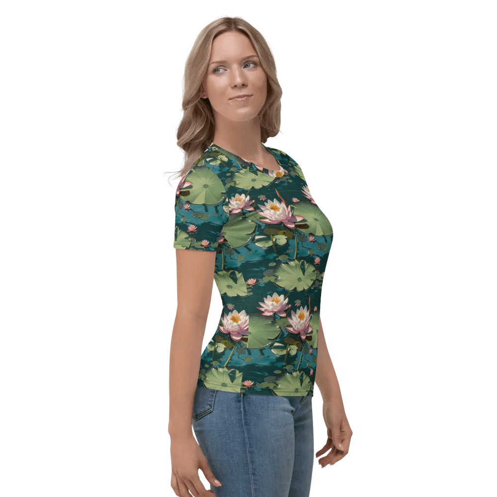 Floral Lily Pad Themed All Over Print T-shirt product image (4)
