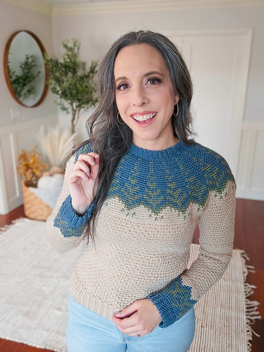 Pine Fair Isle Crochet Sweater Pattern product image (4)