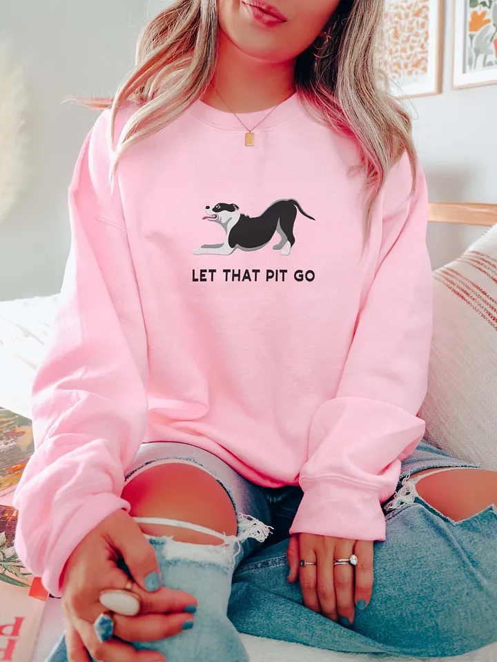 Let That Pit Go Sweatshirt (Embroidered) of a Pitbull Terrier(Black) product image (2)