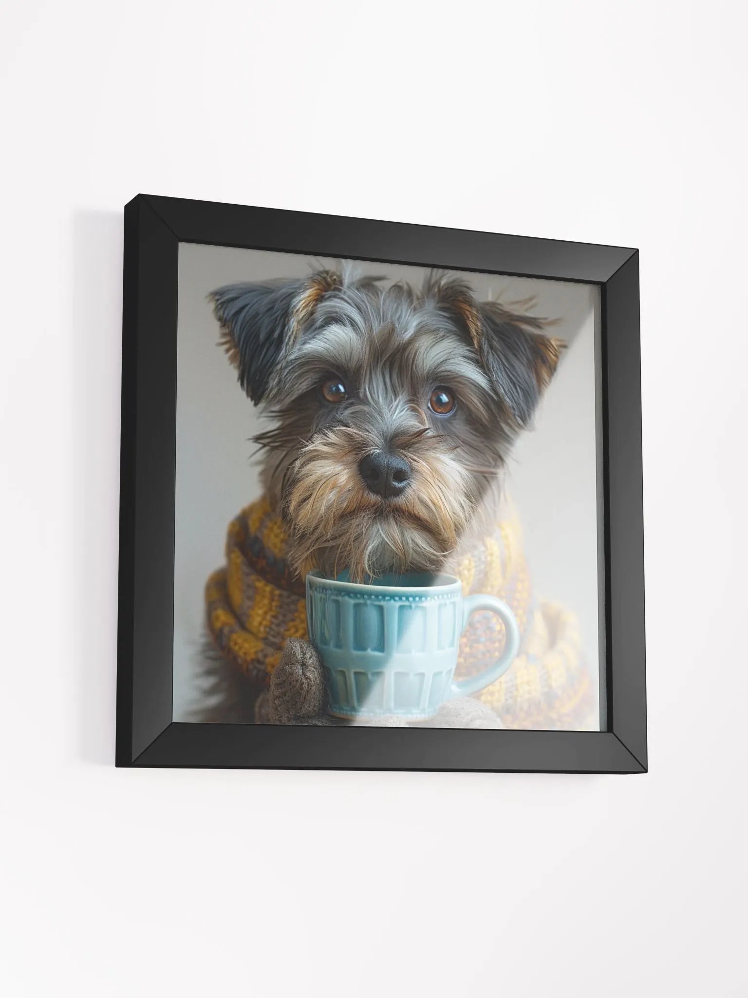 Cute Coffee Lover Miniature Schnauzer Dog Framed Wall Art product image (3)