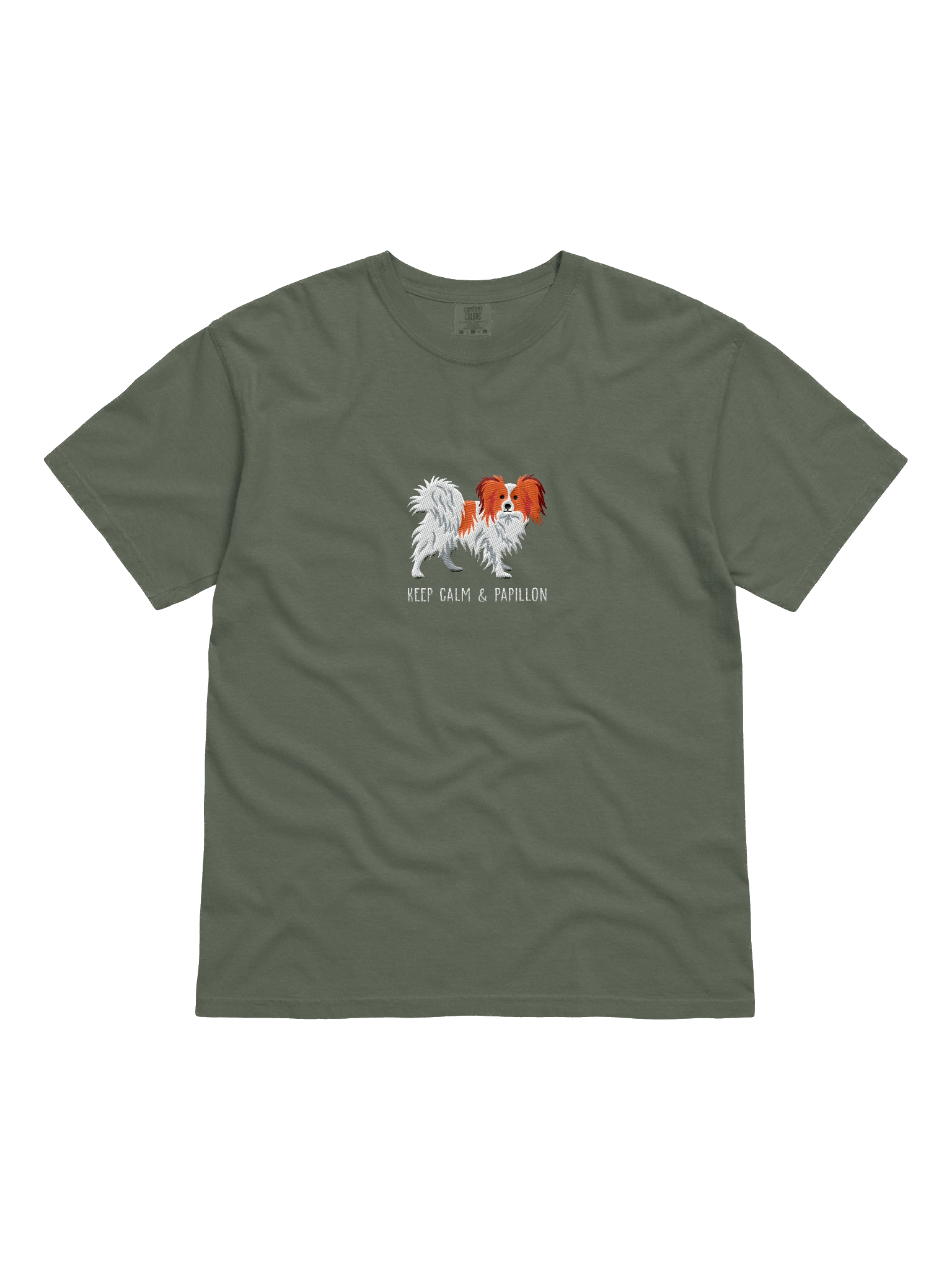 Keep Calm & Papillon T-Shirt(Embroidered) of a Papillon(Red & White) product image (21)