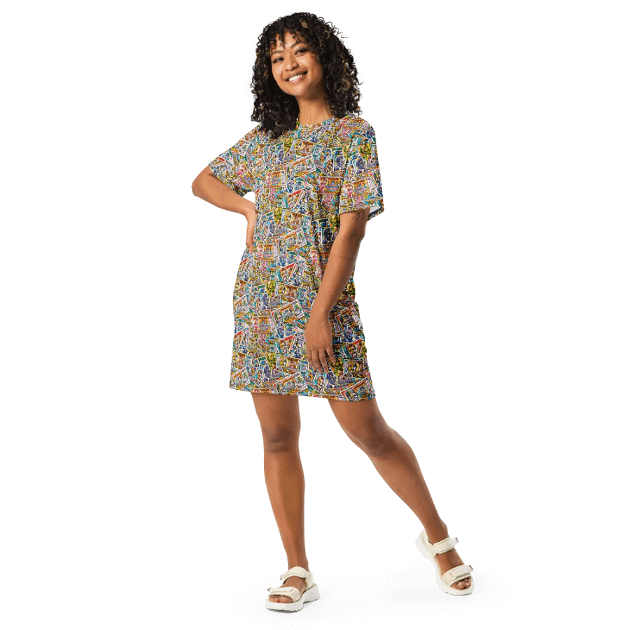 Jugoslovenski inflatorni dinar 1993 (Kolaž/mozaik) All-Over Print T-Shirt Dress product image (7)