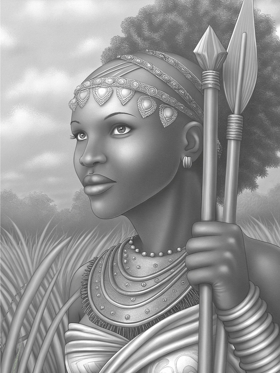 Grace and Strength The Beauty of African Women in Art -Warrior Goddess (Coloring E-book) product image (6)