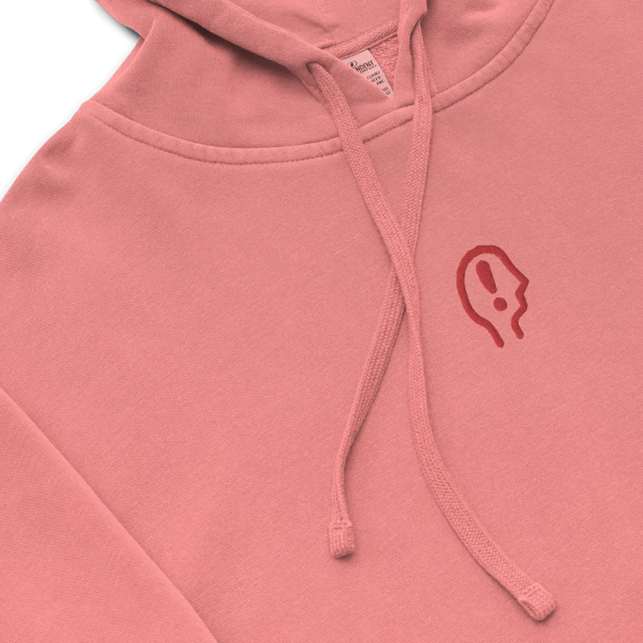 EXCLAIMING MENTALLY (C. red) embroidered pigment hoodie product image (1)