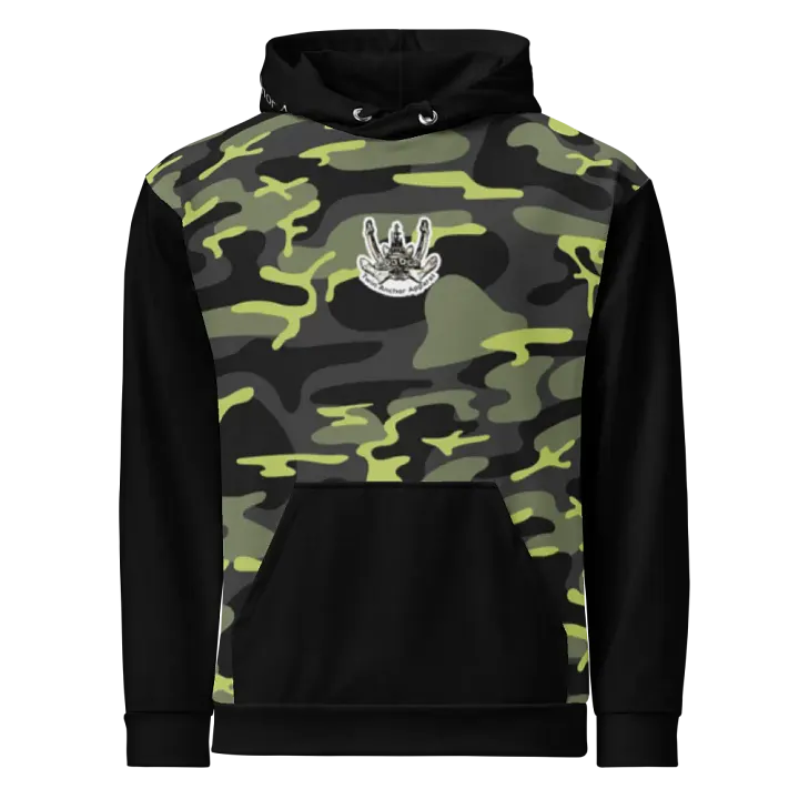 black & Green Camouflage Foss double tug Sketch Hoodie product image (2)