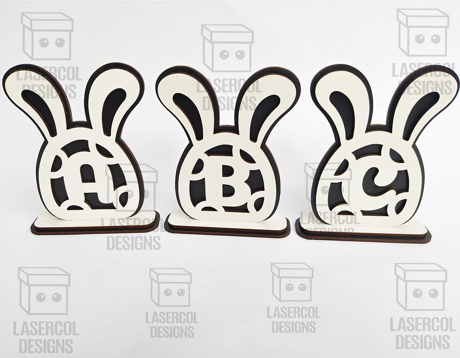 Easter Bunny Monogram Set 4 (3 Sizes) - Laser Cut Files product image (7)
