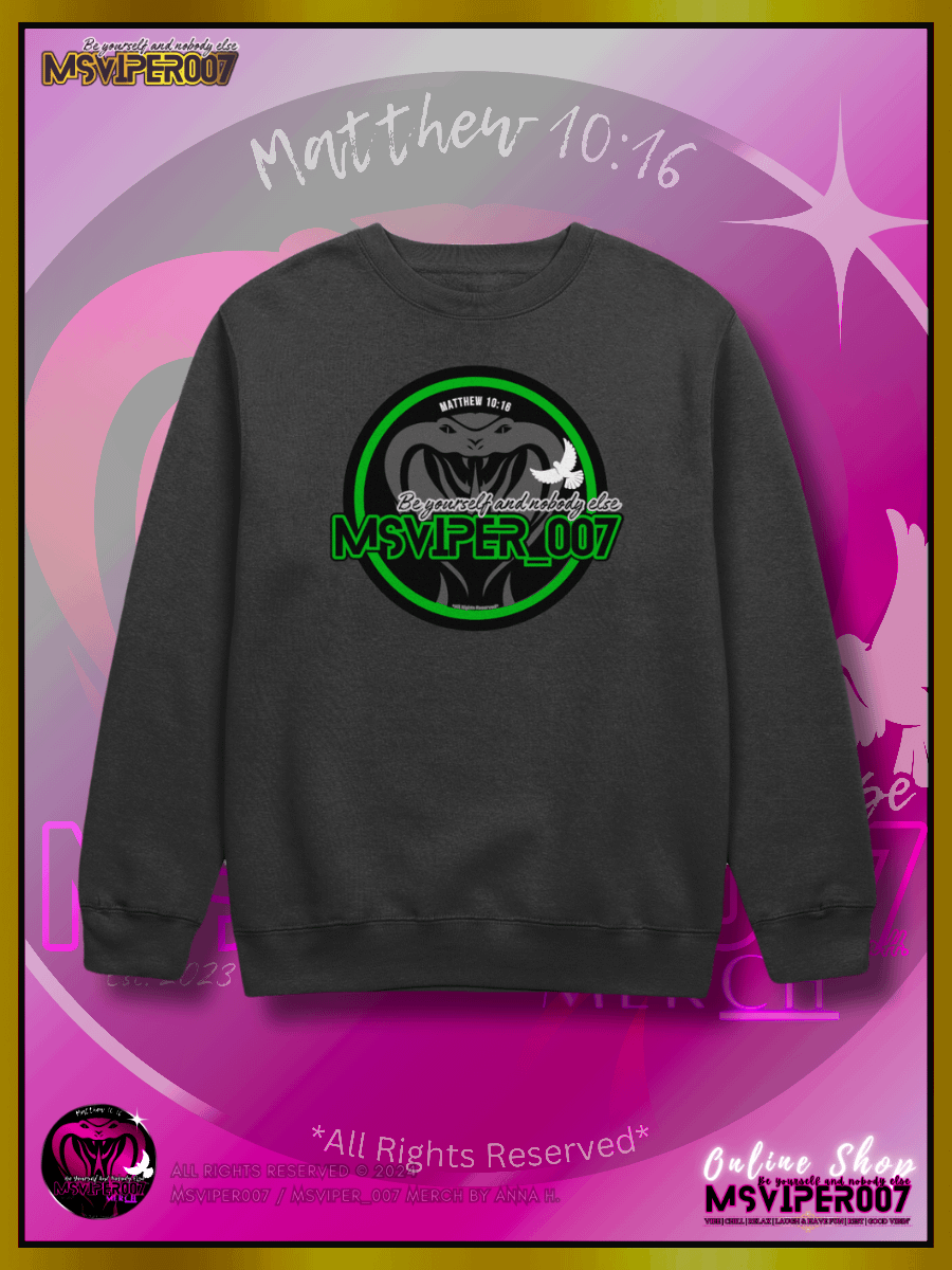 Sweatshirt - "MsViper_007™ Brand Classic" [green/blk emblem] - Streetwear/Cozy Sweatshirt By Anna H. product image (1)