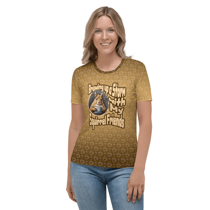 Brewing up a Storm with my Squirrel Friends All Over Print T-shirt product image (2)
