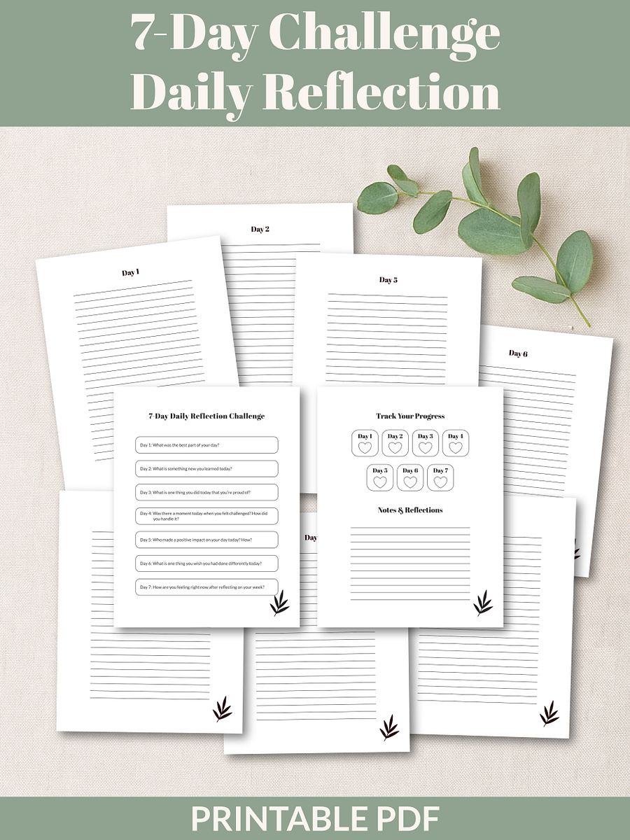 Self-Reflection & Inner Growth Bundle 7-Day Challenges Printable product image (4)