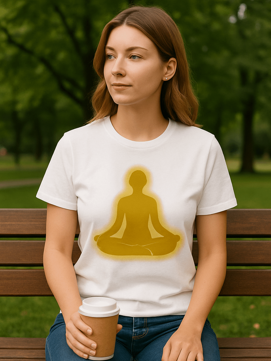 Peace in Practice – Golden Meditation Silhouette Tee | White product image (4)