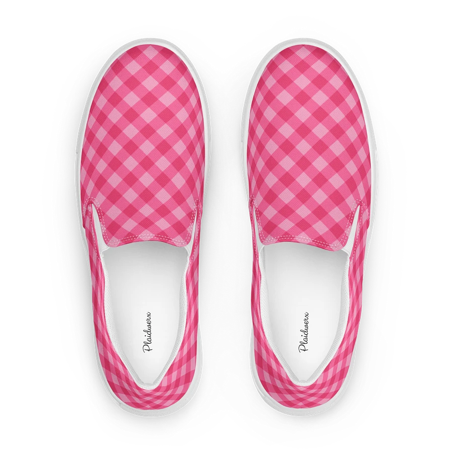 Bright Pink Checkered Plaid Women's Slip-On Shoes product image (1)