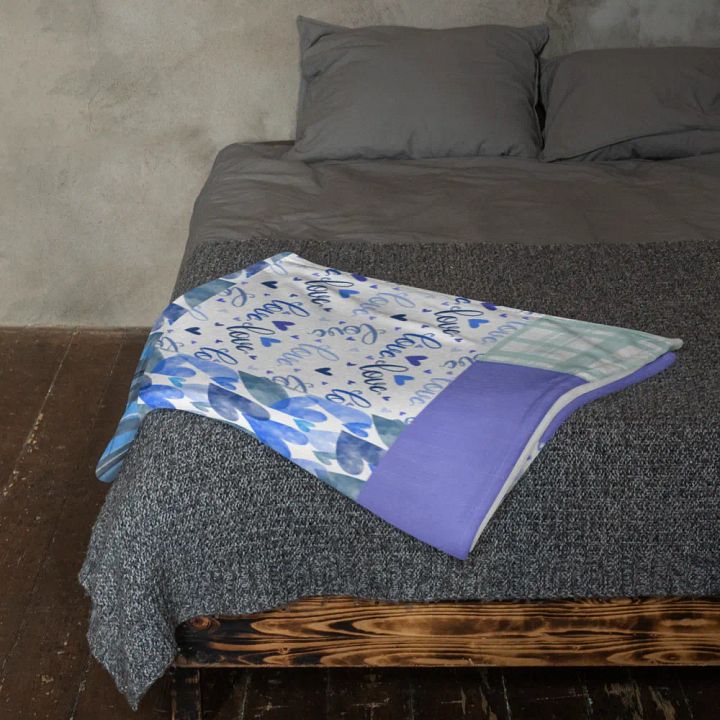 Patchwork Throw Blanket – Serene Blue Harmony product image (2)