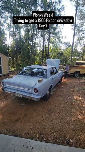Because the '66 Falcon doesn't drive on its own power, we had to tow it with the pickup truck. Day one of Wonky Week.

#fordf...