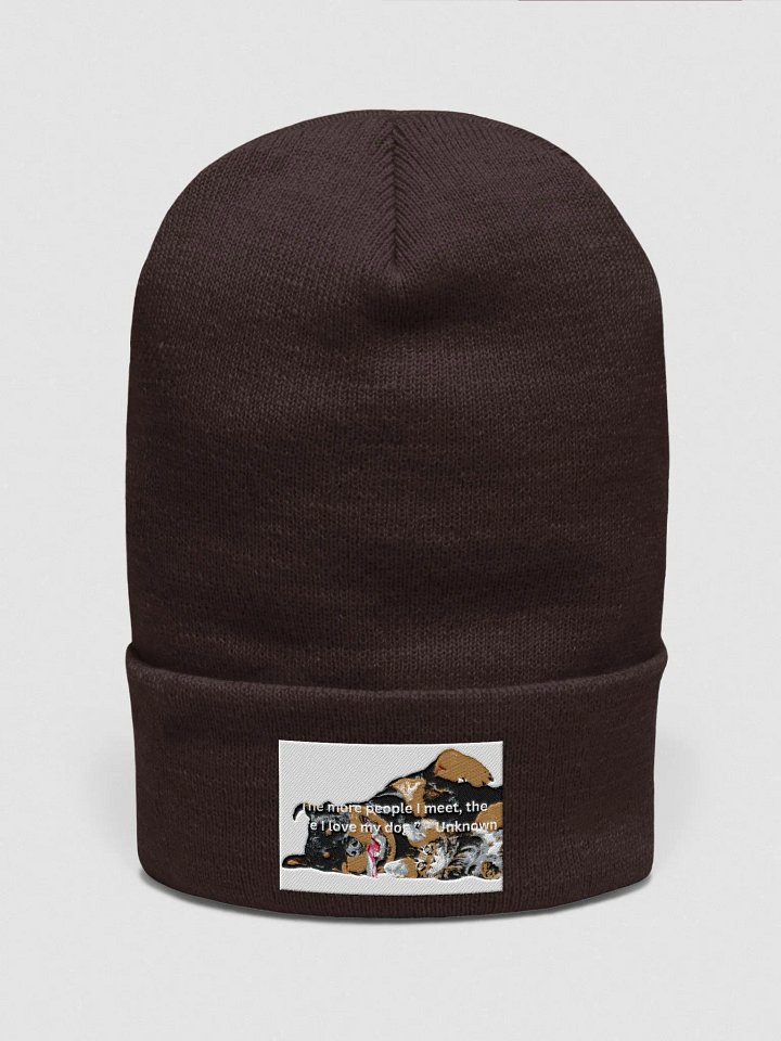 Rottweller Sleeping on a Cat Brown Beanie product image (1)