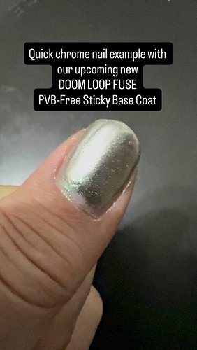 NO UV GEL! Just tossed a layer of our new DOOM LOOP FUSE PVB-free sticky base coat over my already polished nail, waited 2 mi...