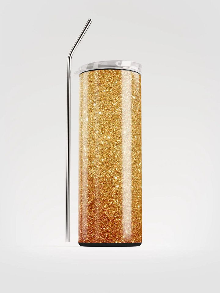Shimmering Gold Glitter Stainless Steel Tumbler | Eco-Friendly 20oz with Reusable Straw product image (1)