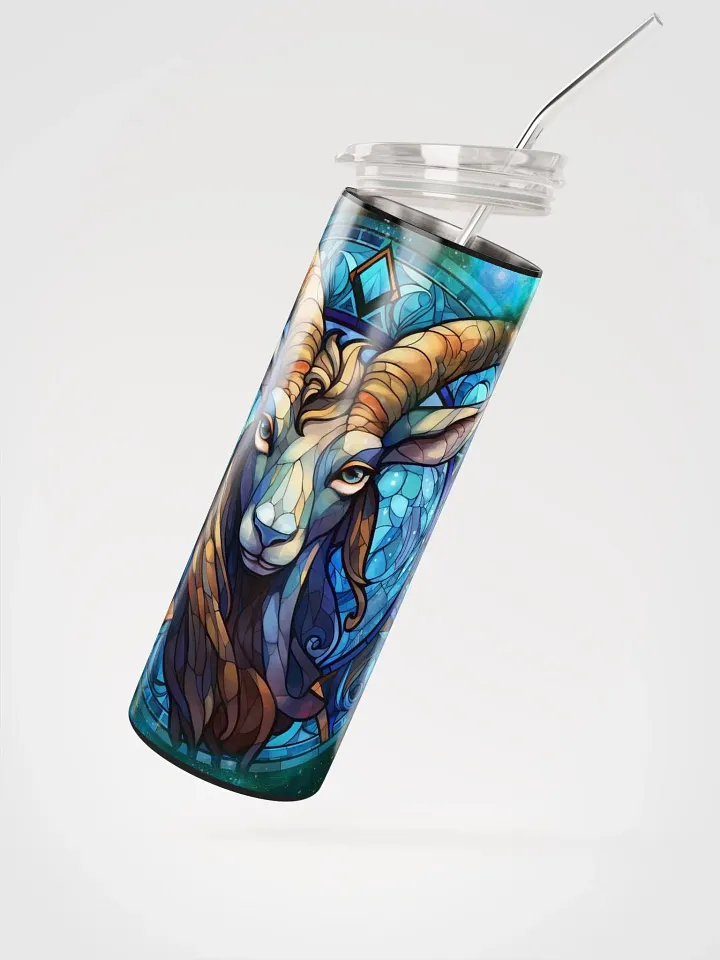 Stained Glass Capricorn Stainless Steel Tumbler: Illuminate Your Zodiac Style product image (2)