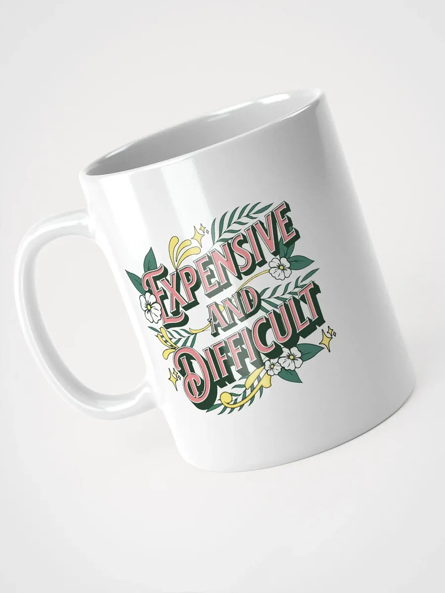 Expensive And Difficult Vintage Floral White Glossy Mug product image (2)