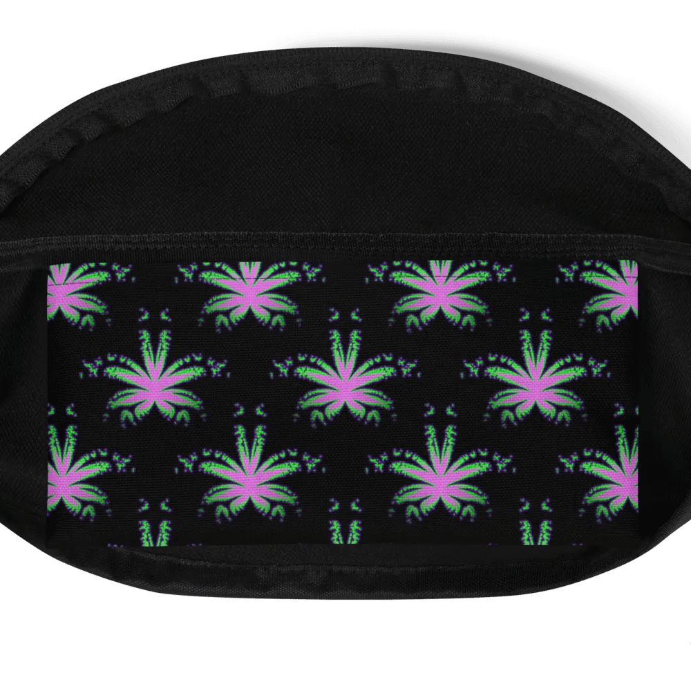 Cannabis Leaf 420 Fanny Pack, Pink Neon Green Black Stoner Bag, Weed Lover Accessory product image (4)