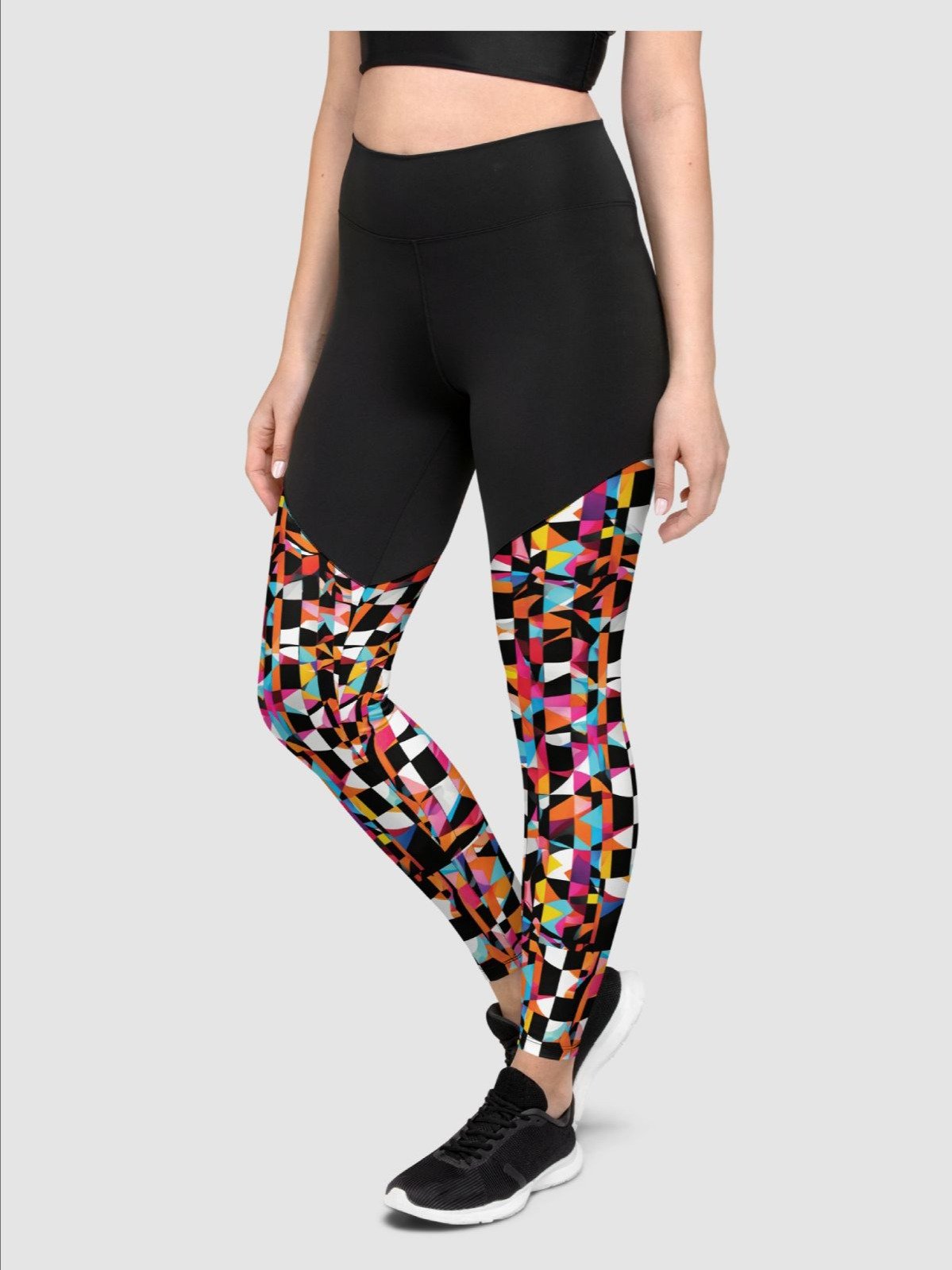 Printed Workout Leggings "Colorful Modern Abstract Checkered Art" product image (3)