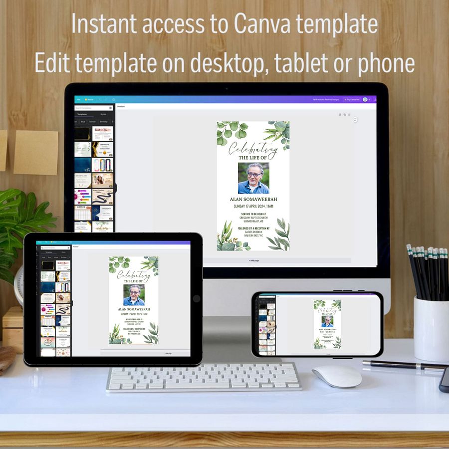 Green Leaves Evite Canva Template product image (2)