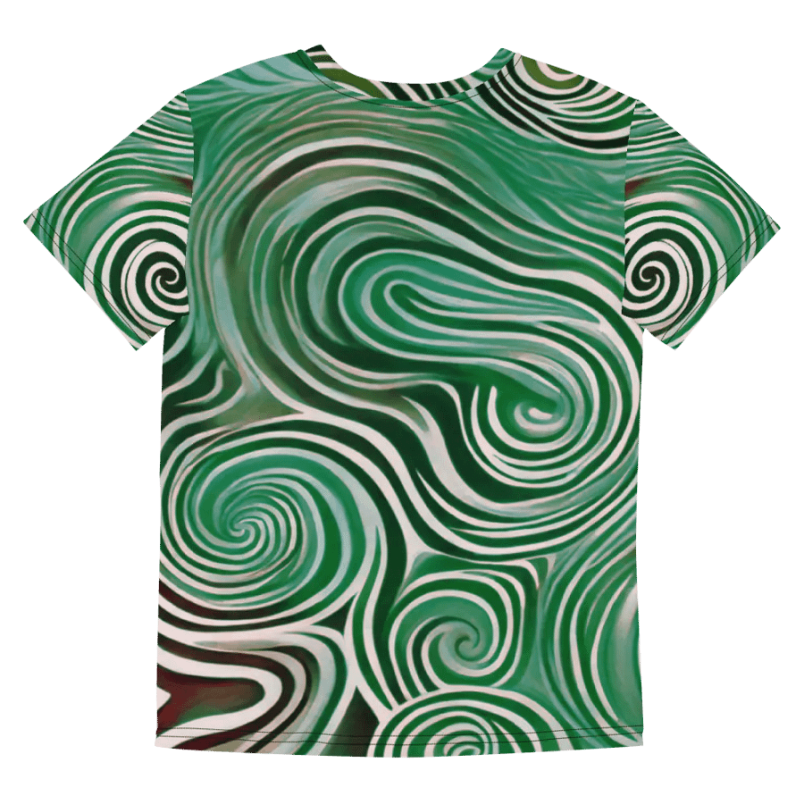 Funky Cool Green Liquid Tie-Dye Youth Crew Neck Tee product image (10)