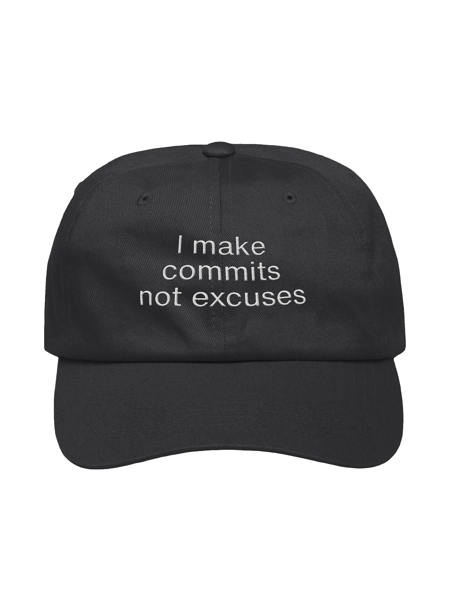 “I Make Commits, Not Excuses” Minimalist Dad Hat – Developer Edition product image (1)