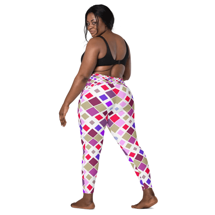 Colorful Square Pattern Design Leggings with Pocket - v10 product image (2)