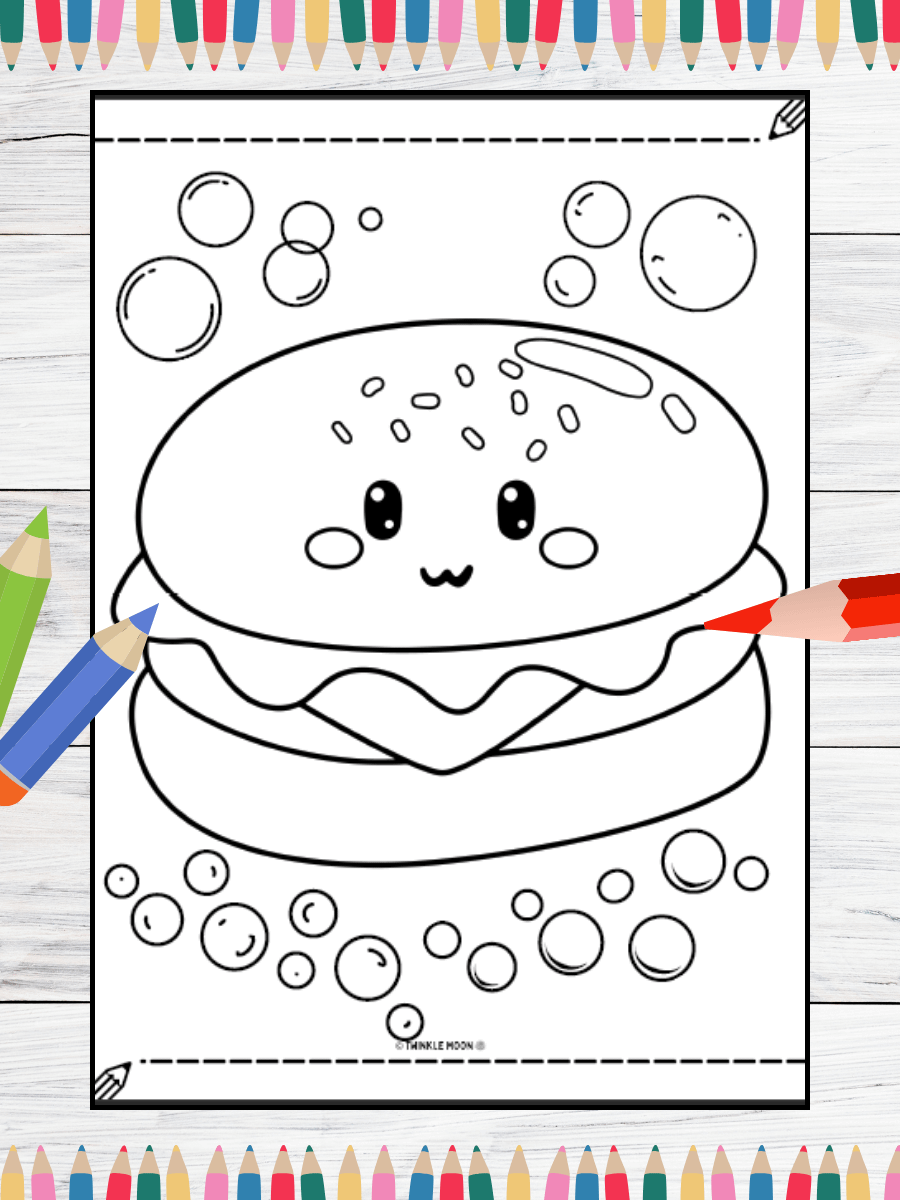 20 Cute Kawaii Food Coloring Pages#3 (PDF Coloring Pages) product image (4)