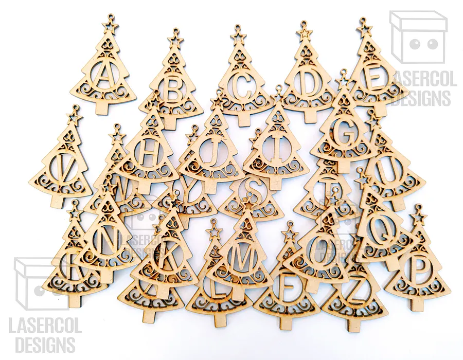 Monogram Christmas Tree Ornaments - Laser Cut Files product image (3)
