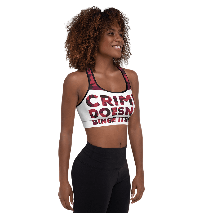 Nik The Hat | "Crime Doesn’t Binge Itself" Sports Bra – Summer ’25 Edition product image (6)