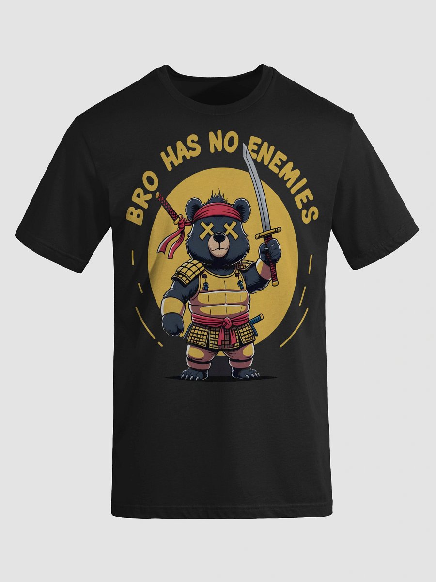 BRO HAS NO ENEMIES – Funny Samurai Bear T-Shirt with Graffiti Vibes product image (8)