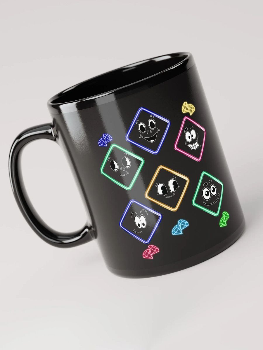 Happy Diamond Faces - Colorful Artistic Black Mug product image (10)