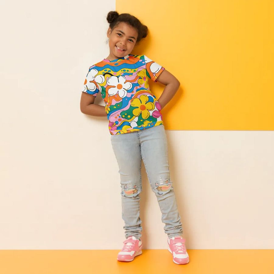 Retro Floral All-Over Print Kids T-Shirt product image (6)