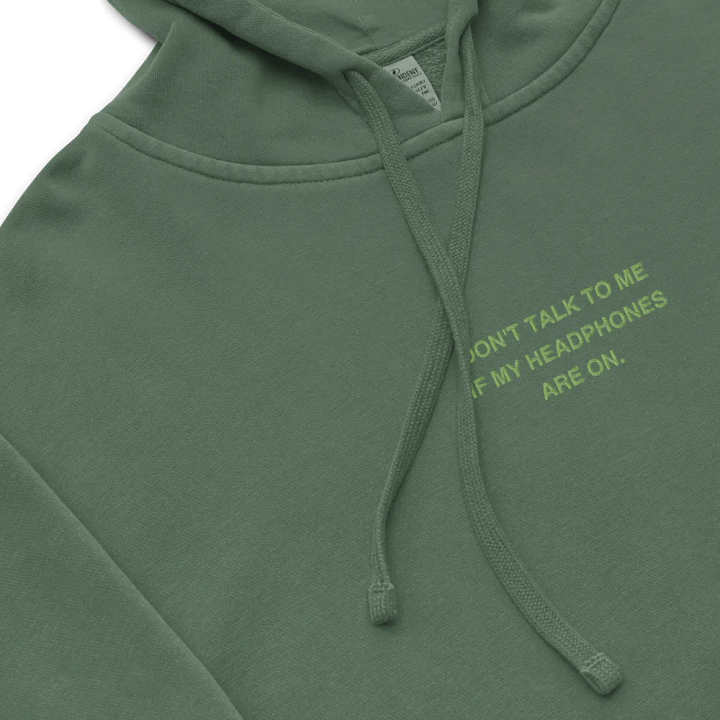 HEADPHONES ON (light green) embroidered pigment hoodie product image (1)