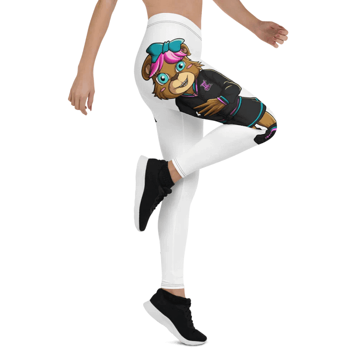 Standing Girl Bear White All-Over Print Leggings product image (1)