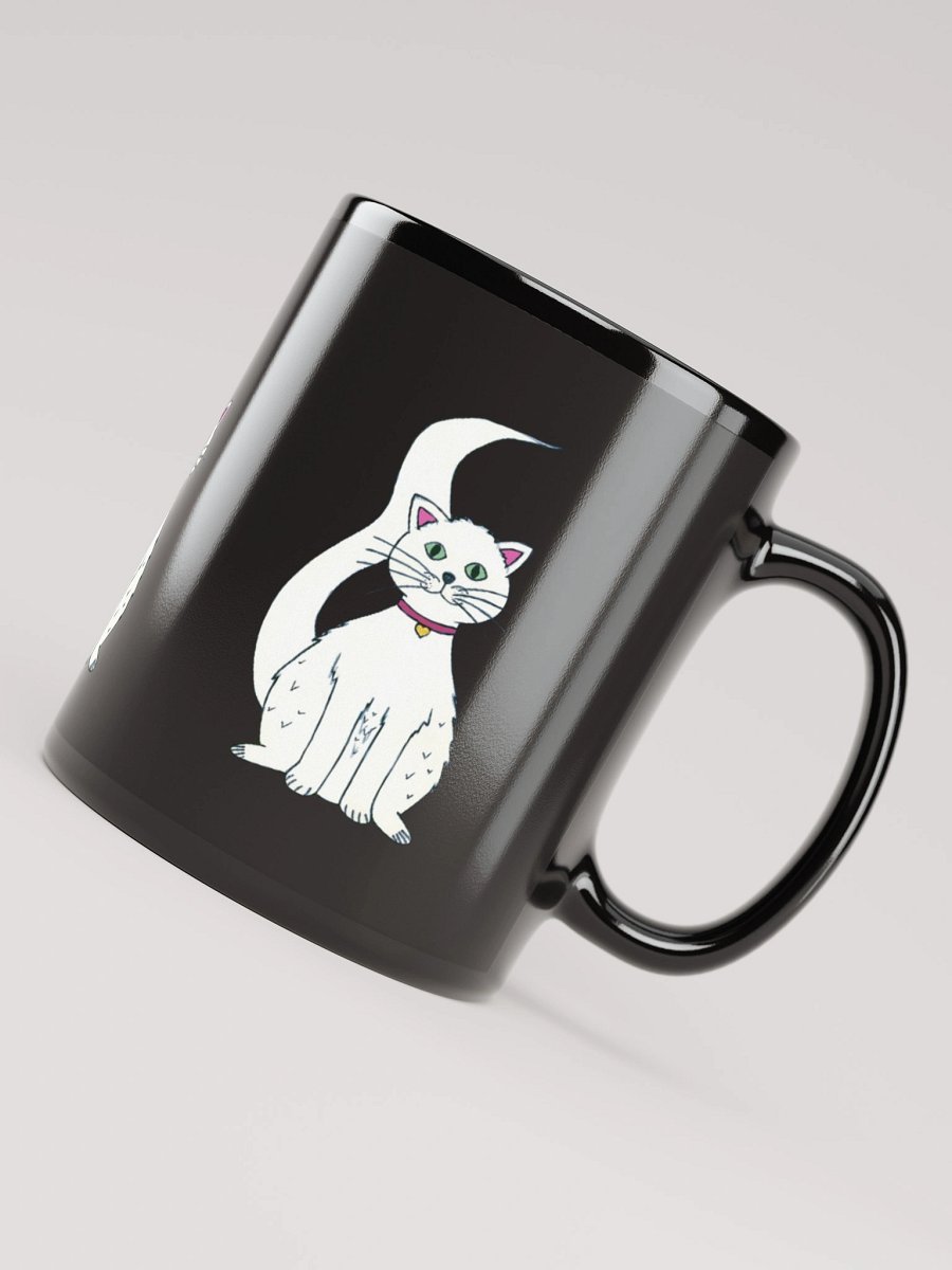 White Cat (art by Dina R.) acrylic painting picture - Black Glossy Mug product image (8)