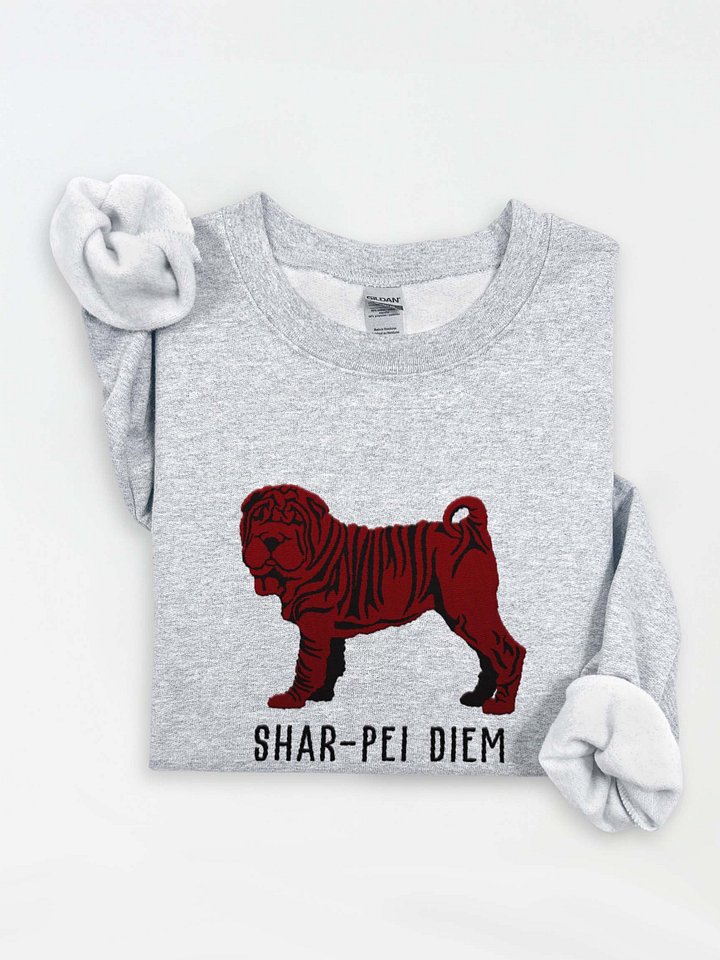 Shar-Pei Diem(2) Sweatshirt (Embroidered) of a Chinese Shar-Pei(Chocolate) product image (1)