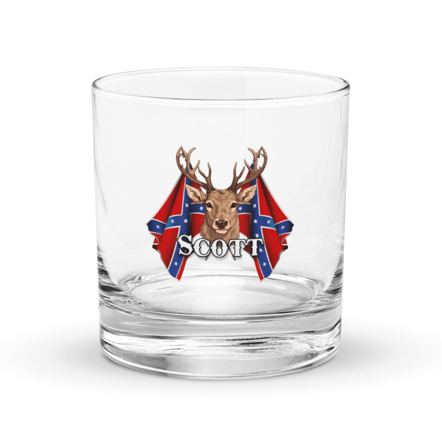 "Scott" Last Name Rebel Redneck Deer - Rocks Glass product image (1)