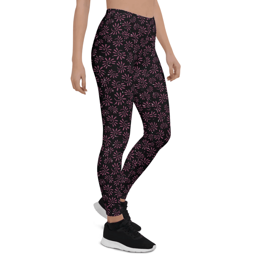 Leggings in classy dark magenta on black design with slight sparkle. Ideal for that special event product image (7)
