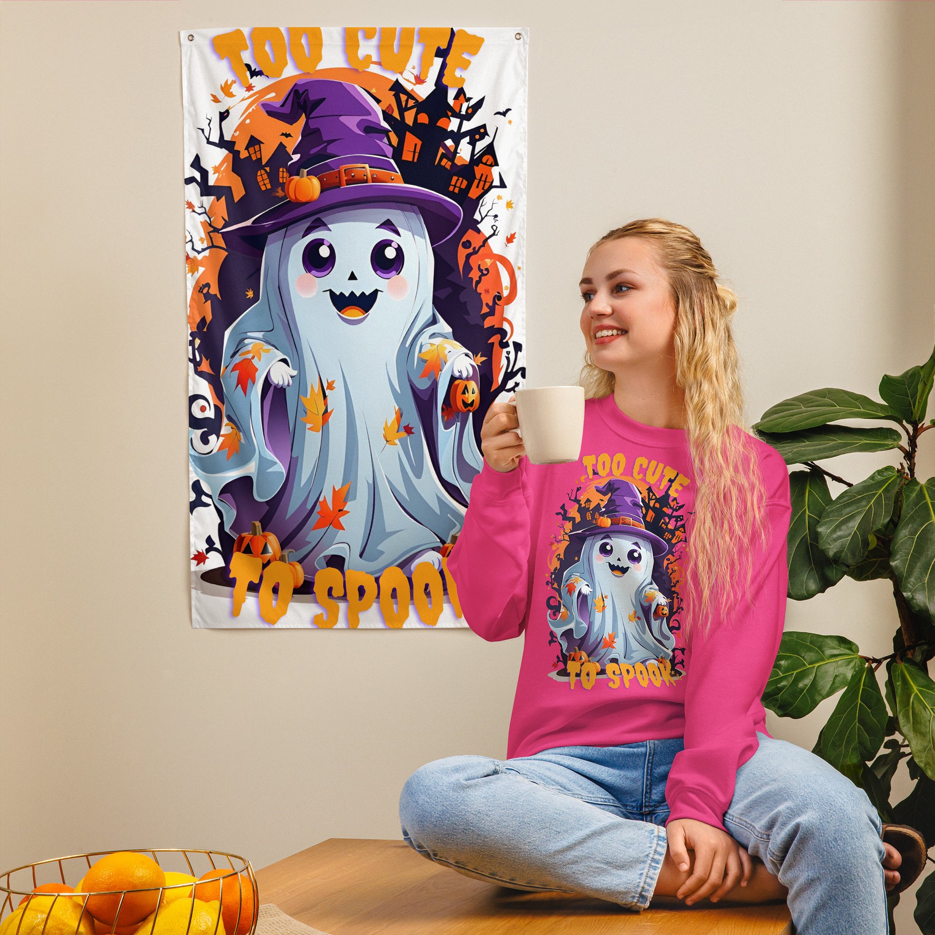 Cute Ghost Halloween Sweatshirt | Too Cute to Spook product image (3)